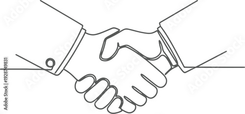 Handshake between two people illustrated in simple line art