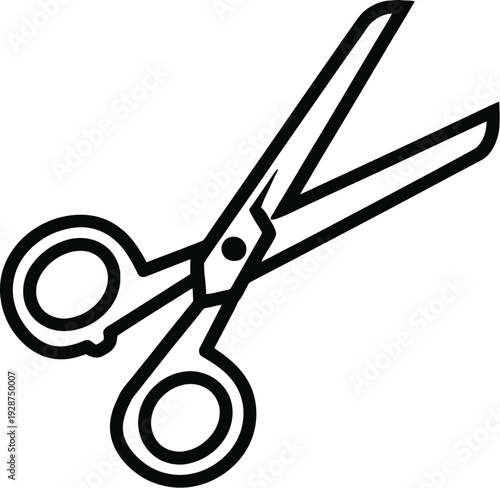 Simple black outline of scissors on white background