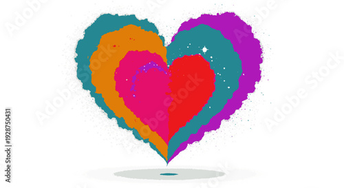 Vibrant layered heart illustration with colorful abstract design symbolizing love and positivity in a creative artistic representation