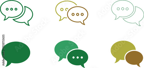 Assorted chat and notification speech bubble icons are shown in outline and filled styles featuring ellipsis dots for.