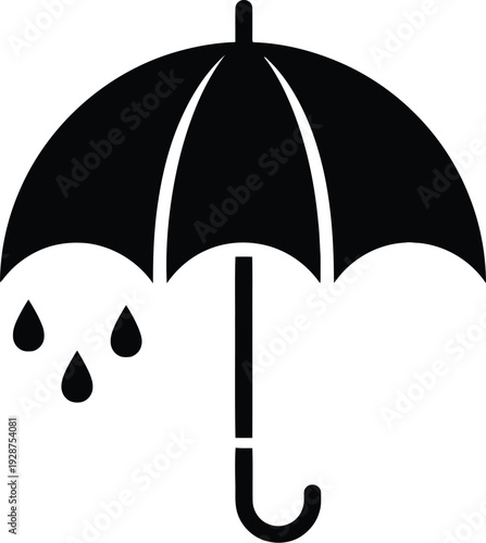 Black umbrella with rain drops