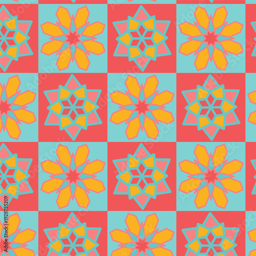 Retro Style Geometric Star Tile Pattern