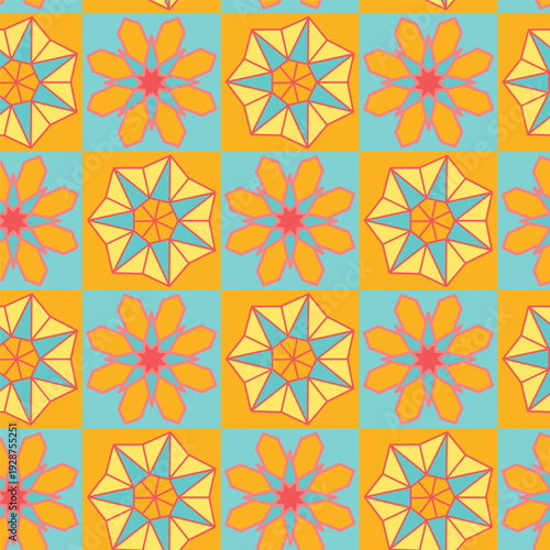 Pastel Mosaic Geometric Tile Design