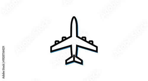 Airplane icon in simple line art style from above view