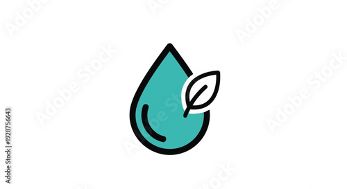 Teal water drop icon with a leaf element
