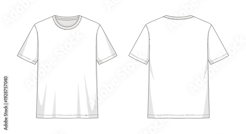 Front and back view of a blank white t shirt for apparel design presentation
