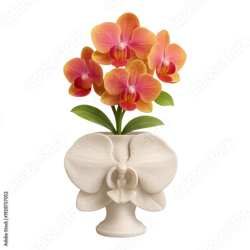 PNG Elegant orchid vase illustration