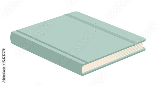 Isometric illustration of a closed notebook with a hard cover on a white background