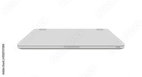 Minimalist closed laptop illustration isolated vector depiction on white background
