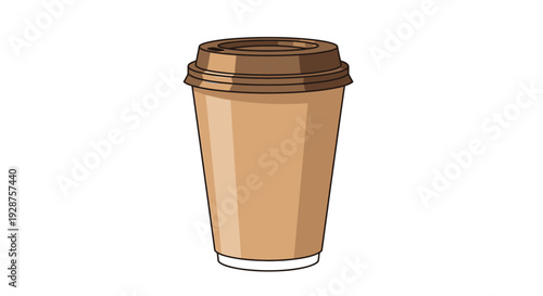 Illustrated disposable coffee cup isolated on white background for beverages concept