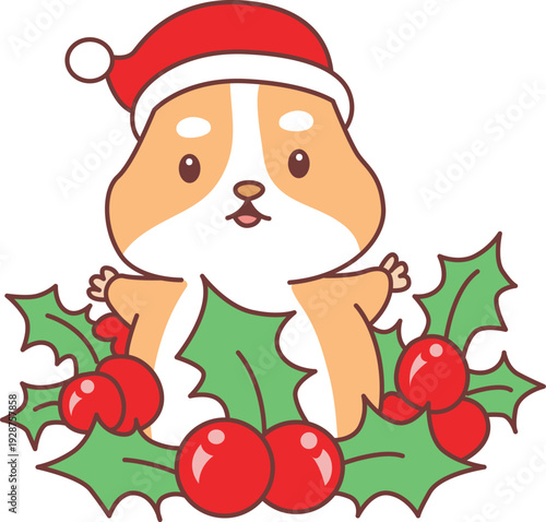 Cute christmas set of hamster sticker with activity. Hamster 