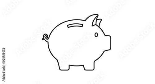Outline of a piggy bank financial savings concept isolated on white background