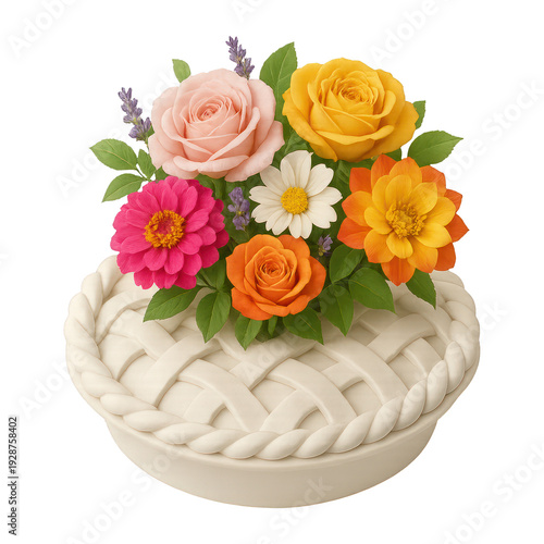 PNG Vibrant floral pie illustration