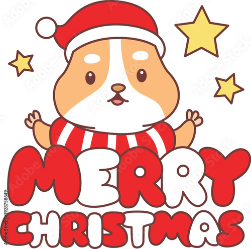 Cute christmas set of hamster sticker with activity. Hamster 