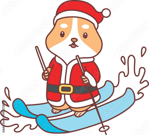 Cute christmas set of hamster sticker with activity. Hamster 