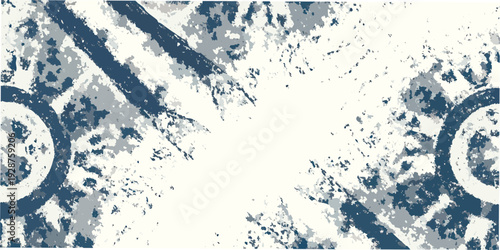 Abstract textured background with grunge effect and circular elements in shades of blue and gray