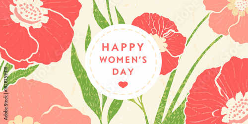 Floral background with happy women s day text and heart celebrating female empowerment
