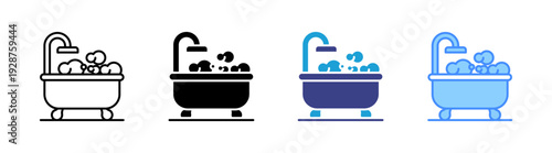 Bathing icon set multiple style collection