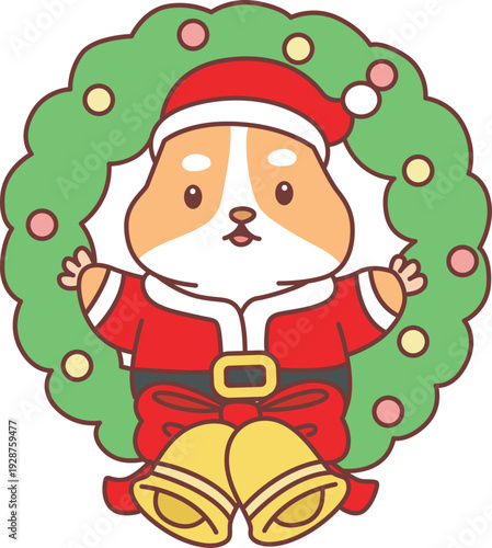 Cute christmas set of hamster sticker with activity. Hamster 