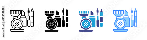 Makeup Brushes icon set multiple style collection