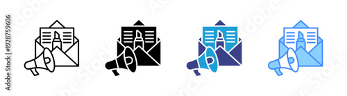 Email Marketing icon set multiple style collection