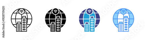 Company icon set multiple style collection