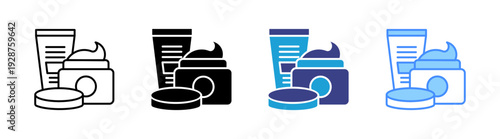 Facial Cream icon set multiple style collection