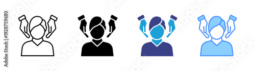 Facial icon set multiple style collection