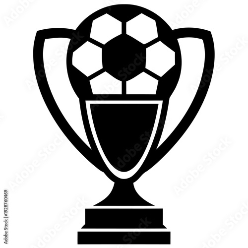 Vector illustration of a soccer ball trophy, symbolizing championship win, sports achievement, and victory in a competitive tournament