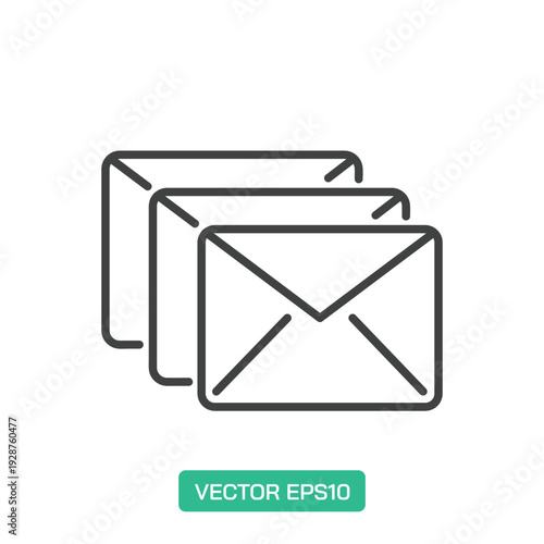Stack of Envelopes icon. Thin line icon vector