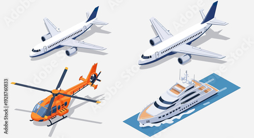 Airplane Helicopter Jet Boat Luxury Transportation.