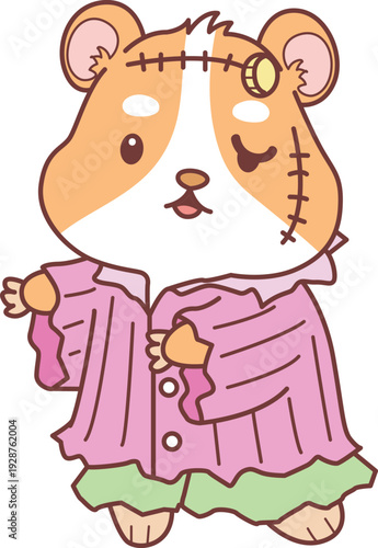 Cute halloween set of hamster sticker with activity. Hamster 