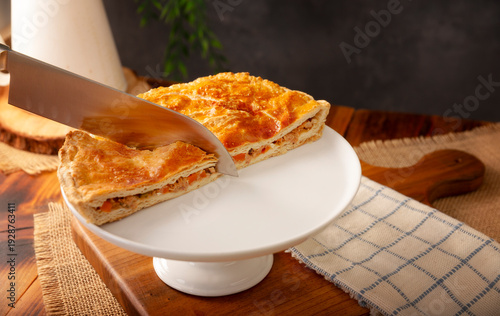 Wallpaper Mural Tuna Pie, a savory tart filled with canned tuna cooked and seasoned with various ingredients, in Mexico it is called Pay de Atun, it is a very popular recipe during the Lenten season. Torontodigital.ca