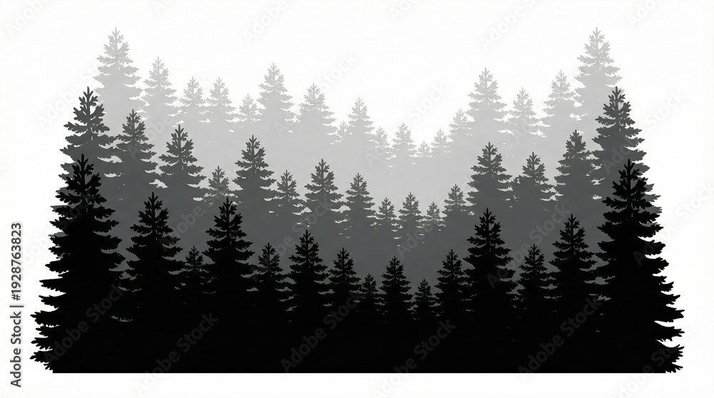 Obraz premium Misty Pine Forest Layers: Atmospheric Nature Scene
