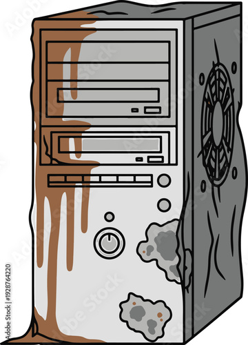 Damaged Computer Tower