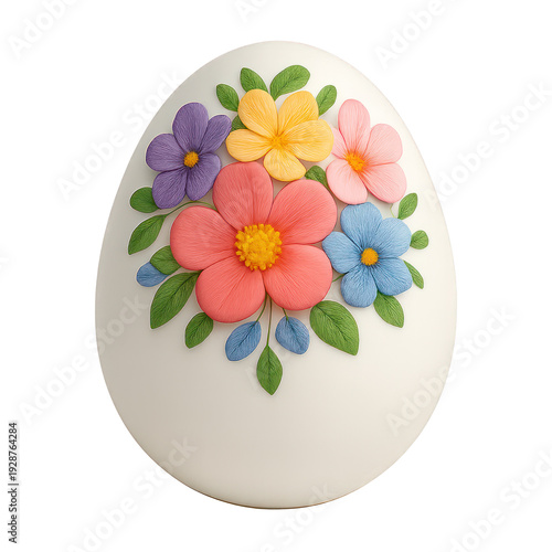 PNG Colorful floral decorated egg