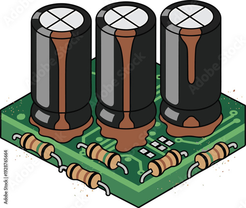 Electronic Circuit Board with Capacitors