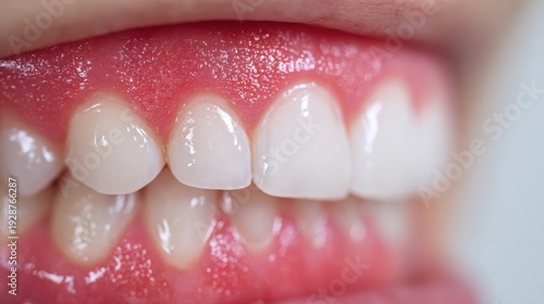 Inflamed and enlarged gums in a male Gum illness gingivitis swelling and infection Macro