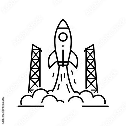 rocket takes off line icon vector
Vector line icon on a white background