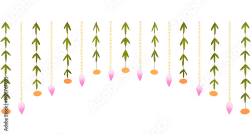 Vector illustration of wheat field with decorative elements