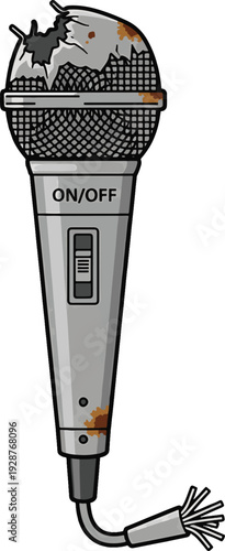 Damaged Microphone With Cable