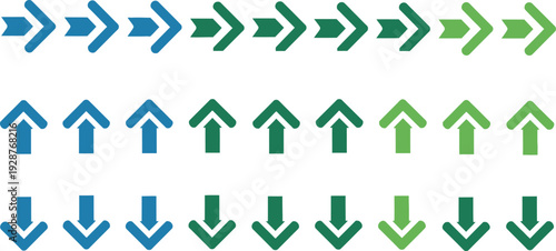 Arrows show direction and progress in gradient colors.