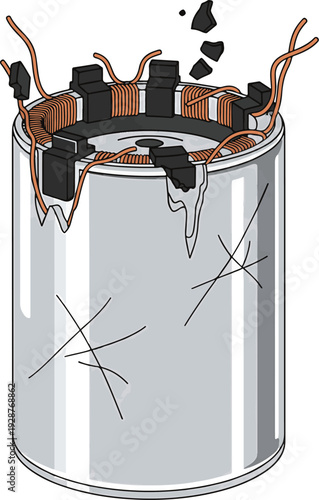 Exploding Battery Illustration