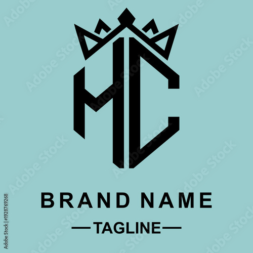 Elegant  MC  vector logo integrated with a minimalist crown. Perfect for premium fashion, law firms, and luxury brands seeking a sophisticated, regal identity.