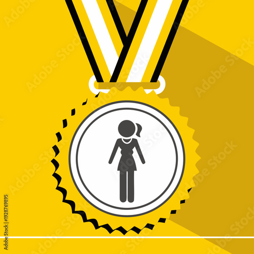 A Gold Medal Icon with a Female Figure