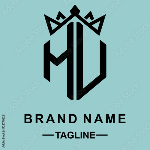 Elegant  MU  vector logo integrated with a minimalist crown. Perfect for premium fashion, law firms, and luxury brands seeking a sophisticated, regal identity.