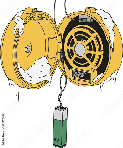 Exploded View of Electric Fan with Battery