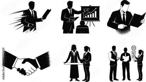 Business teamwork collaboration, corporate partnership handshake, leadership presentation, office management strategy, professional communication, company success planning, career growth development