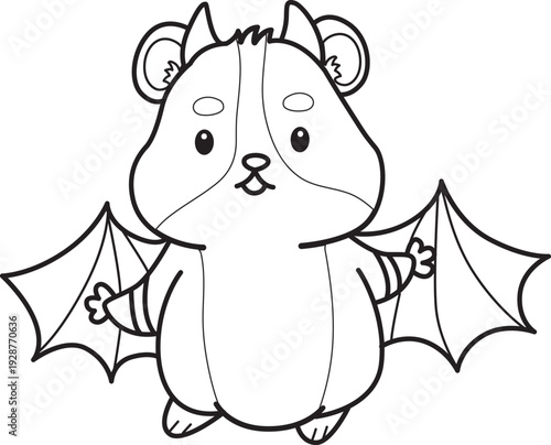 Coloring pages of Cute set of hamster sticker with halloween activity.  Outline of hamster 