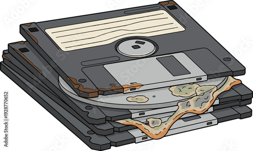 Stack of Damaged Floppy Disks